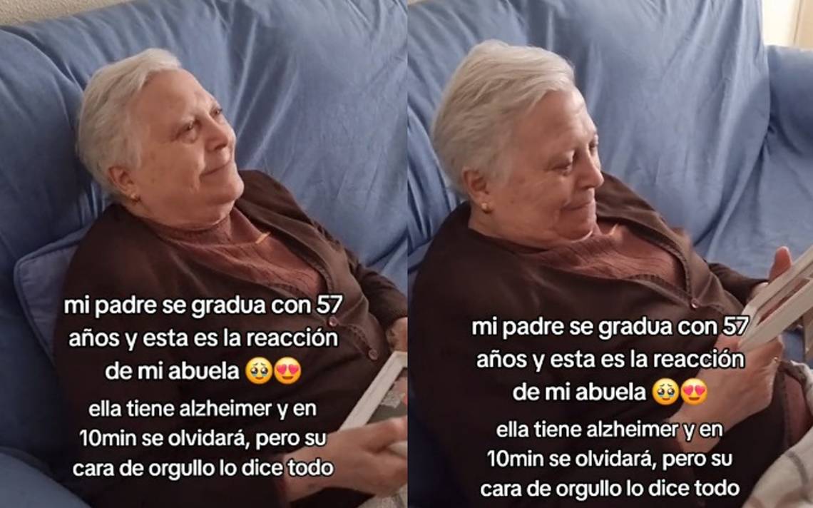 Abuelita con Alzheimer muestra emotiva reacción al ver a su hijo graduarse de la universidad